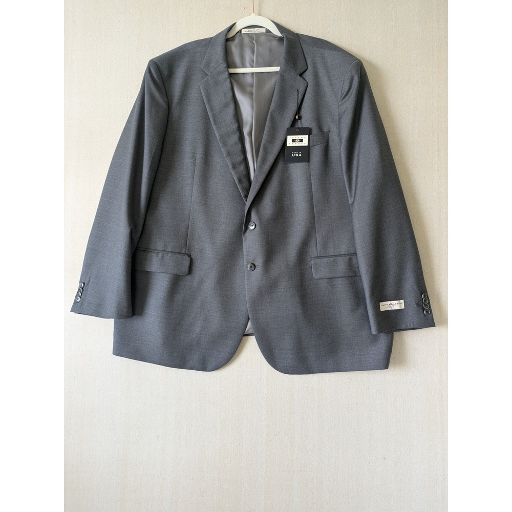 Joseph Abboud Sport Coat Mens 52R Grey Wool Blazer Zignone Super 110s USA Made